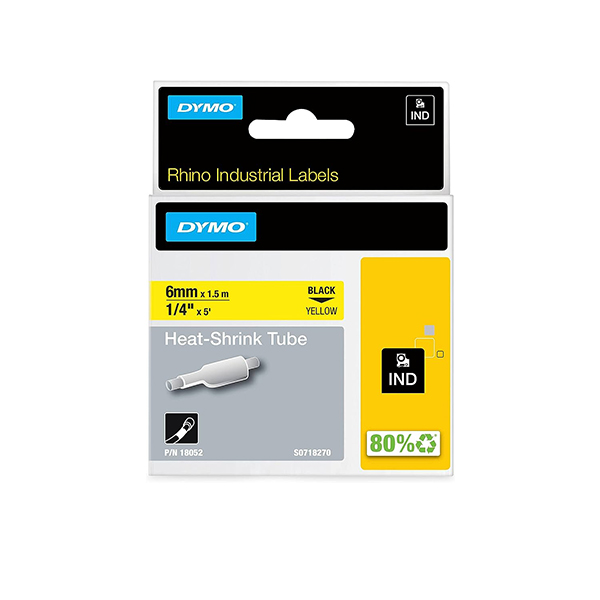 Dymo Rhino 18051 White Heat Shrink Tubes 1/4" (6mm)