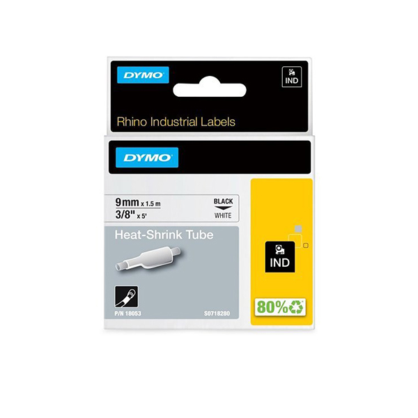 Dymo Rhino 18053 White Heat Shrink Tubes 3/8" (9mm)