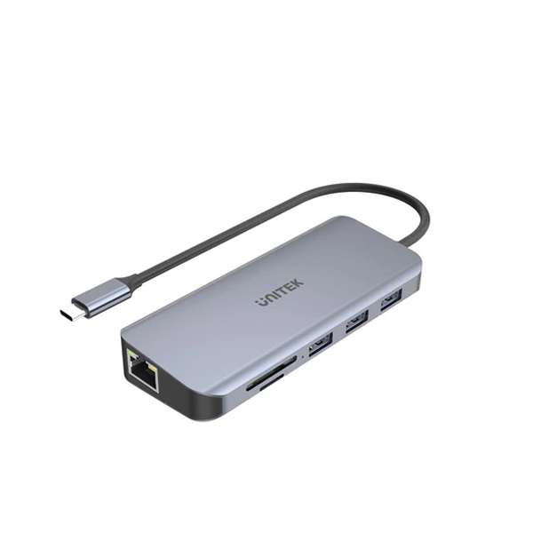Unitek uHUB N9+ 9-in-1 USB-C Ethernet Hub with Dual Monitor, 100W Power Delivery and Dual Card Reader