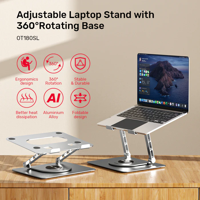 Unitek Adjustable Laptop Stand with 360° Rotating Base - Image 2