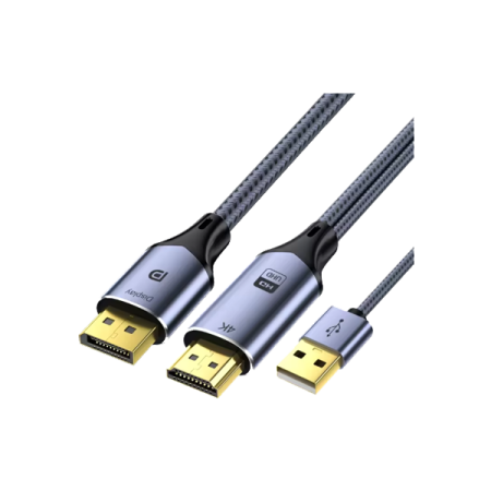 VegGieg HDTV to DP M/M 4K Cable with USB Supply 2M